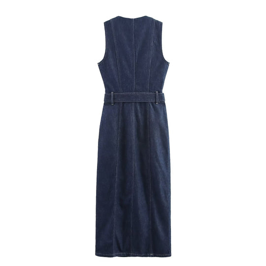 Damen Jeanskleid mit knopflosem Design und tailliertem Schnitt EB