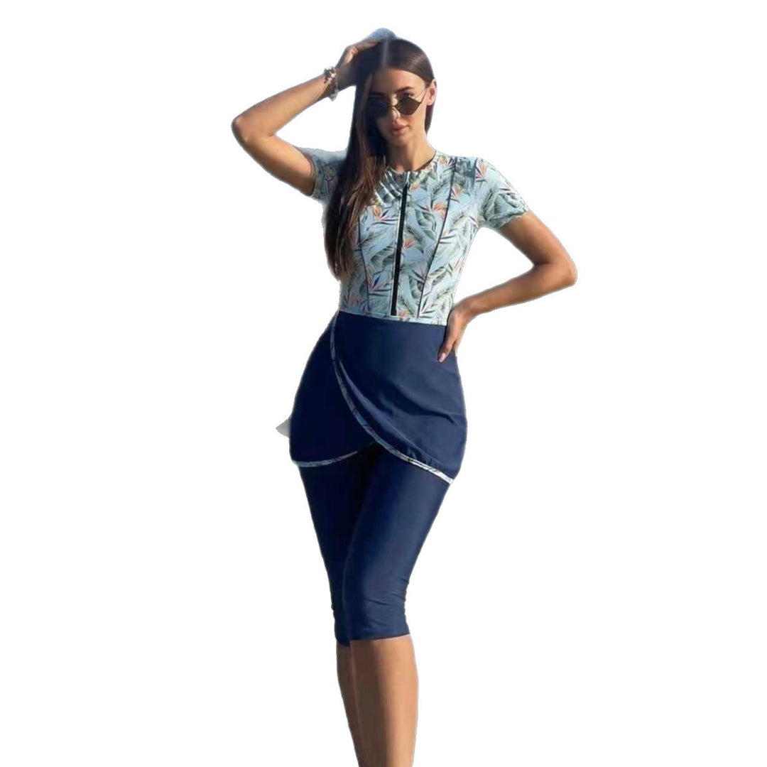 Damen Modischer UV-Schutz-Schwimmanzug mit asymmetrischem Schnitt EB