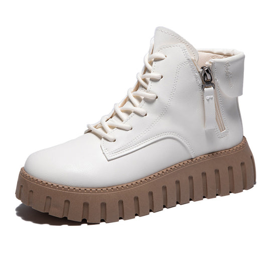 Damen Modische High-Top Stiefeletten mit Reißverschluss und rutschfester Sohle EB