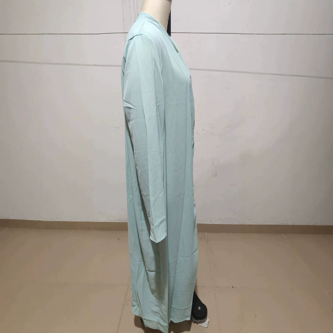 Damen Langer Kaftan‑Mantel mit fließender V‑Ausschnitt Drapierung EB