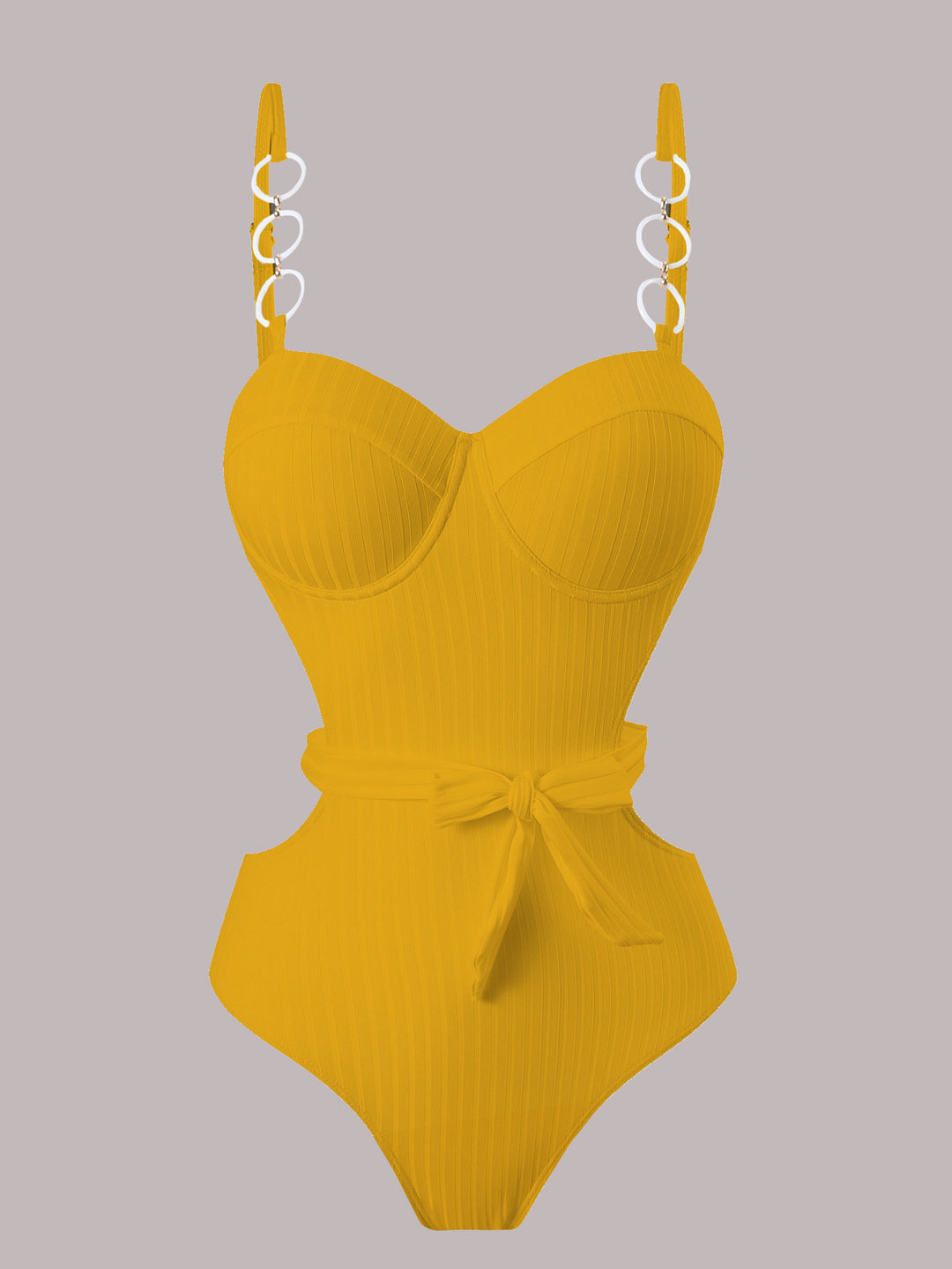 Damen Einteiler Badeanzug mit modischem Cut-Out Design und verstellbaren Trägern EB