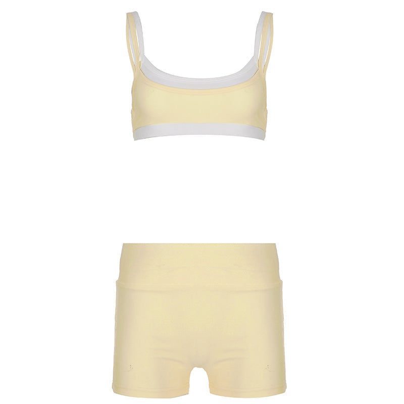 Damen Sportliches Zweiteiliges Set aus bequemem Material mit verstellbaren Trägern EB