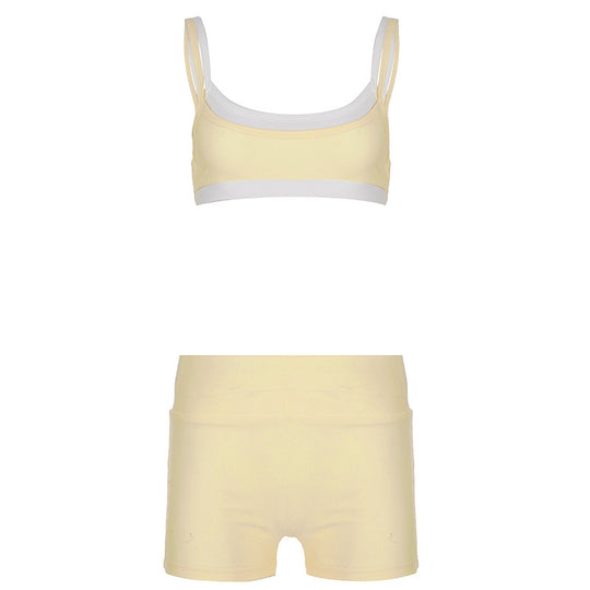 Damen Sportliches Zweiteiliges Set aus bequemem Material mit verstellbaren Trägern EB