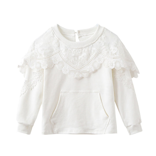 Damen Sweatshirt mit verlunter Spitze EB