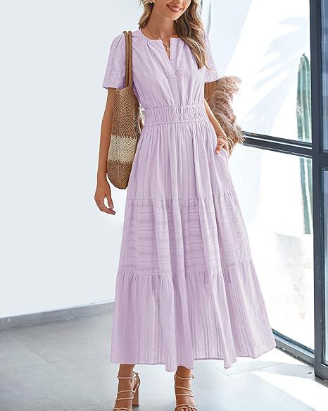 EB | Kleid mit V-Ausschnitt und plissierten Blasenärmeln