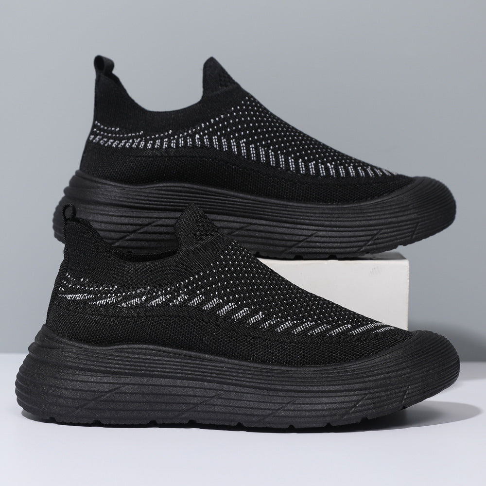 Damen Trendige Slip-On Sneakers mit atmungsaktiver Strickoberfläche und rutschfester Sohle EB