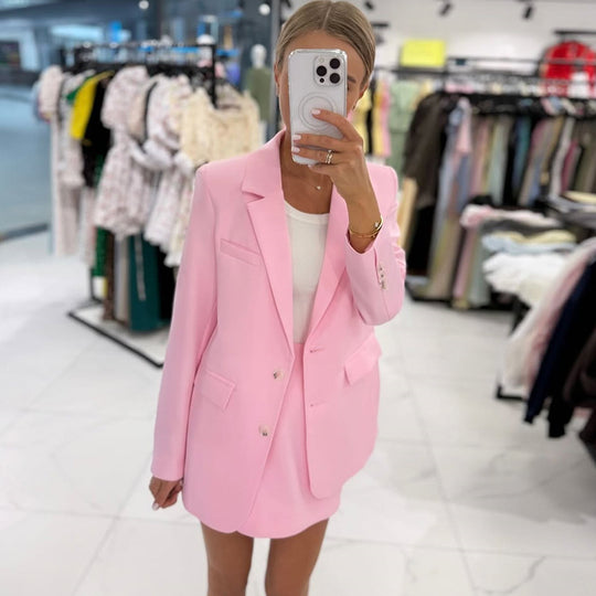Damen elegantes Blazer-Rock-Kombinationsset EB