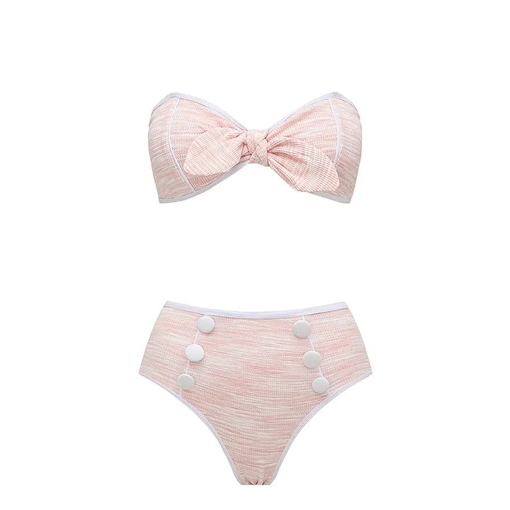 Damen Bikini-Set mit hochtailliertem Höschen und modischem Oberteil EB