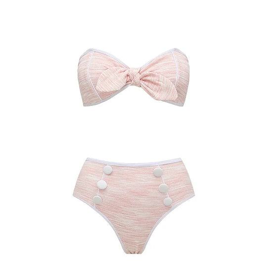 Damen Bikini-Set mit hochtailliertem Höschen und modischem Oberteil EB