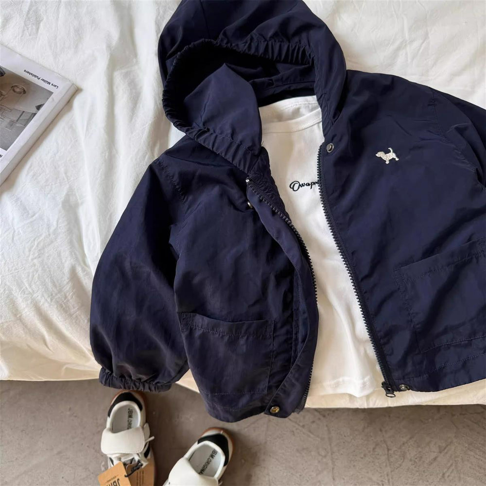 Unisex nan leichtgewicht Kapuzenpackbare Windbreaker-Jacke mit elastischen Bündchen und vorderen Patten Taschen EB