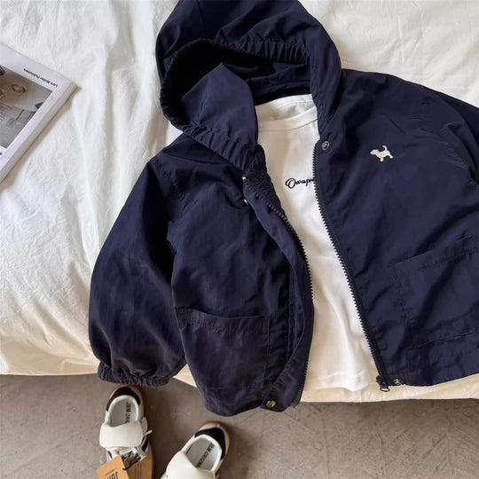 Unisex nan leichtgewicht Kapuzenpackbare Windbreaker-Jacke mit elastischen Bündchen und vorderen Patten Taschen EB