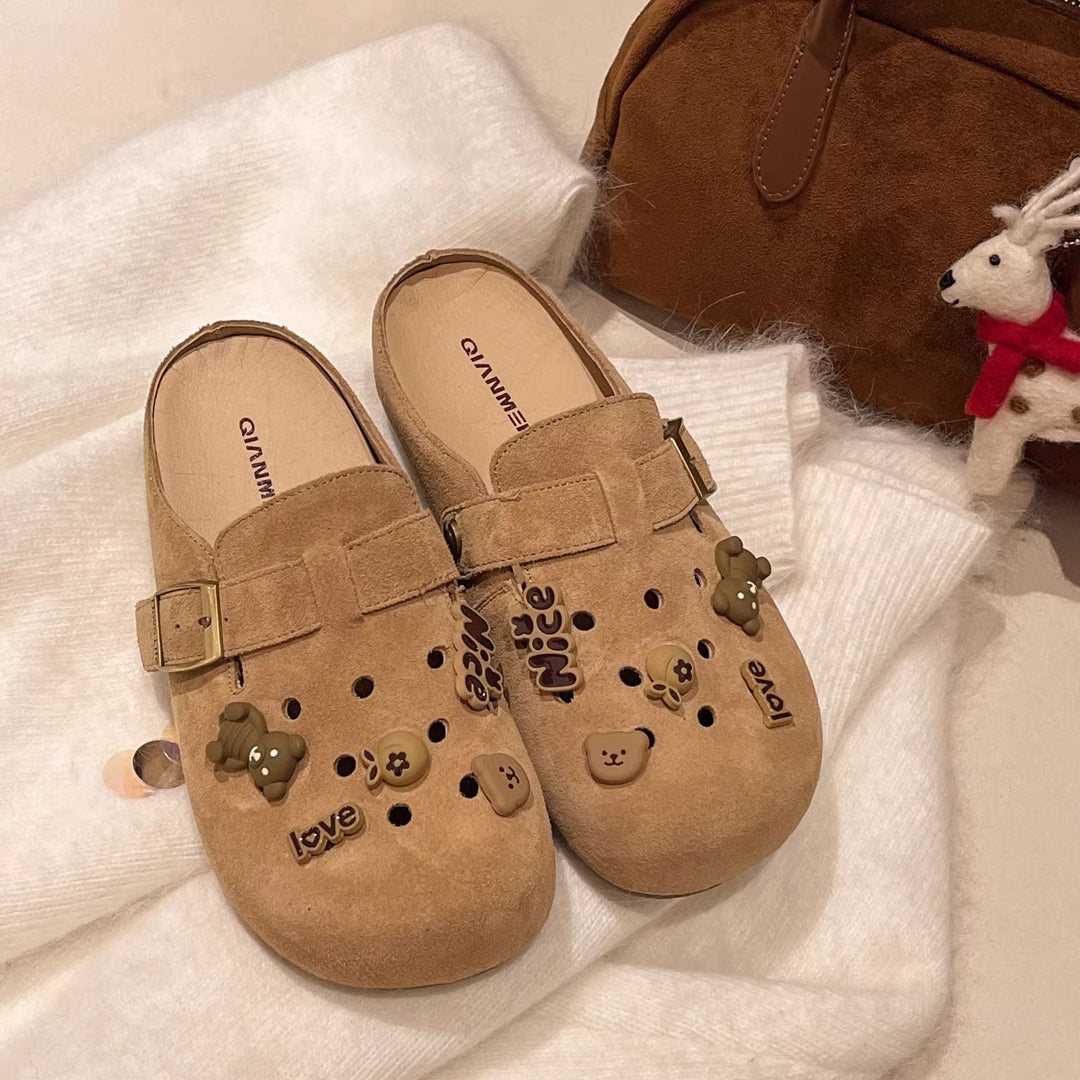 Damen Clogs mit modischem Riemendesign und verspieltem Dekor EB