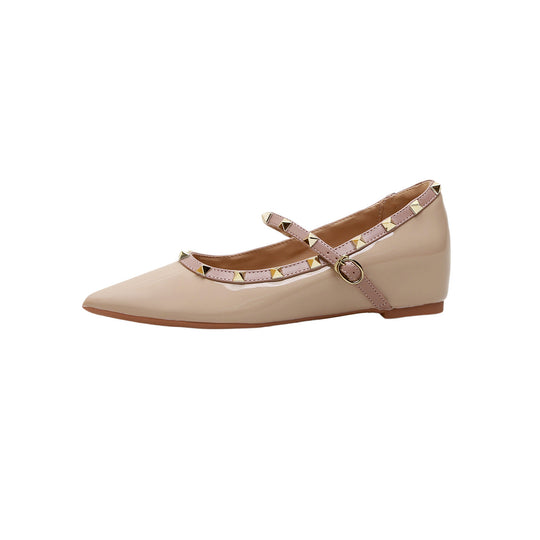 Damen Ballerina-Schuhe mit dekorativem Riemen und eleganten Akzenten EB