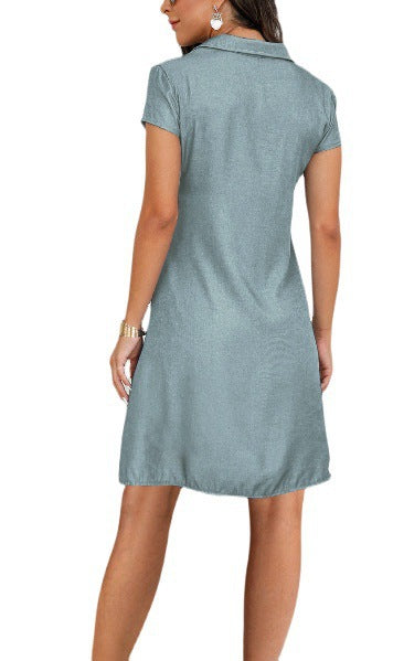 Damen Poloshirt-Kleid mit knöpfigem Ausschnitt und Brusttaschen EB