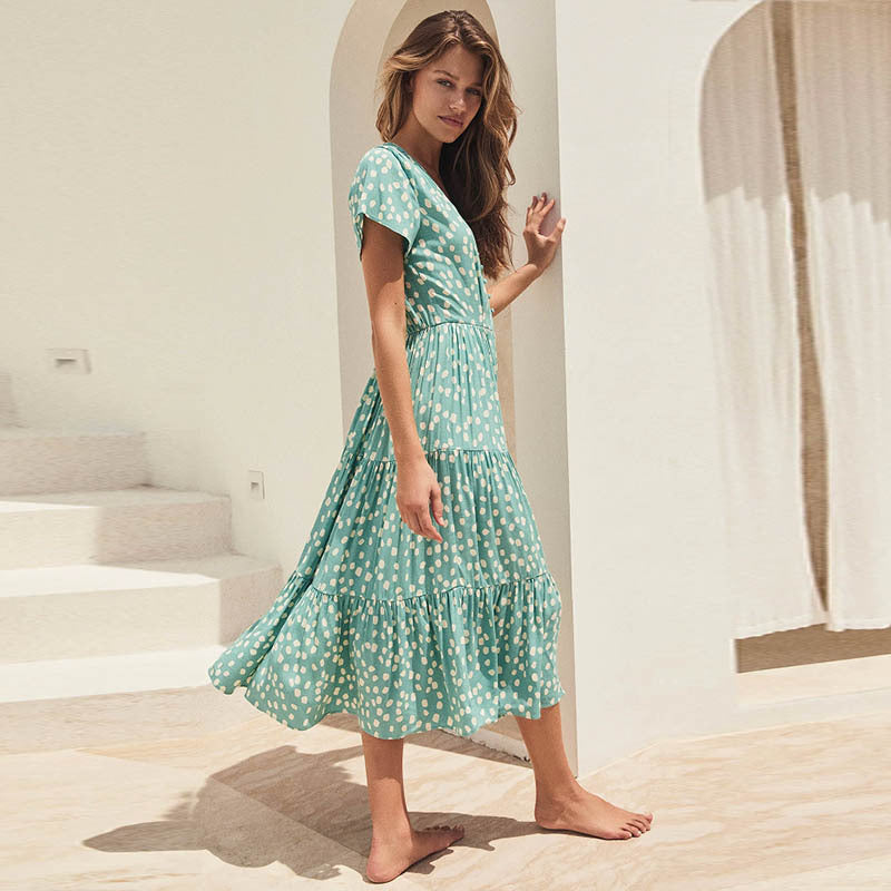 Damen Midikleid mit lockerer Passform und schickem Rüschendesign EB
