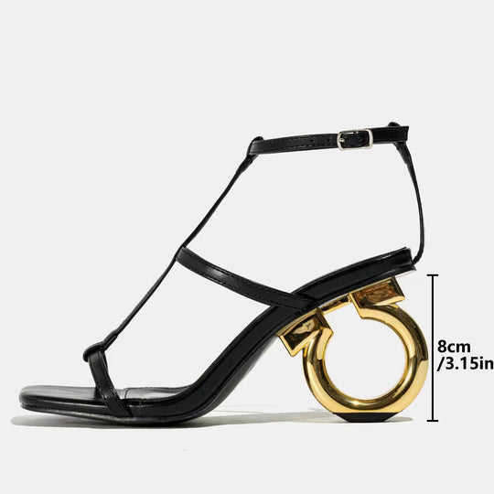 Damen Sandalen mit modischem Ring-Detail und elegantem Riemendesign EB