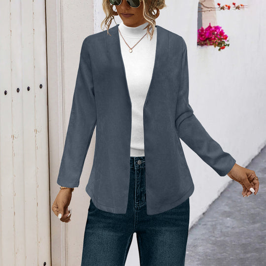 Damen Elegante Longjacke mit weichem Stoff und offenem Schnitt EB