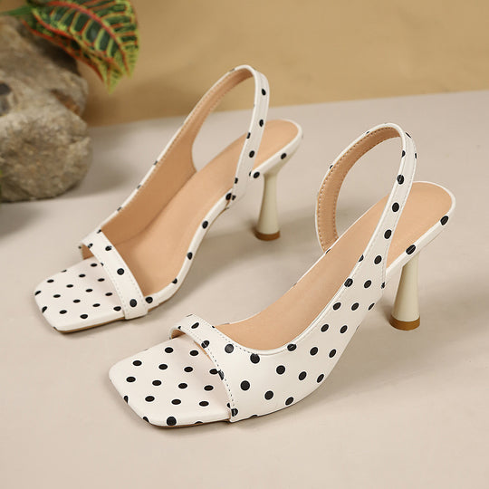 Damen Slingback-Pumps mit gepunktetem Design und elegantem Blockabsatz EB
