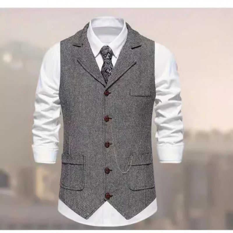 Herren elegante Strickweste mit modernen Details und praktischen Taschen EB
