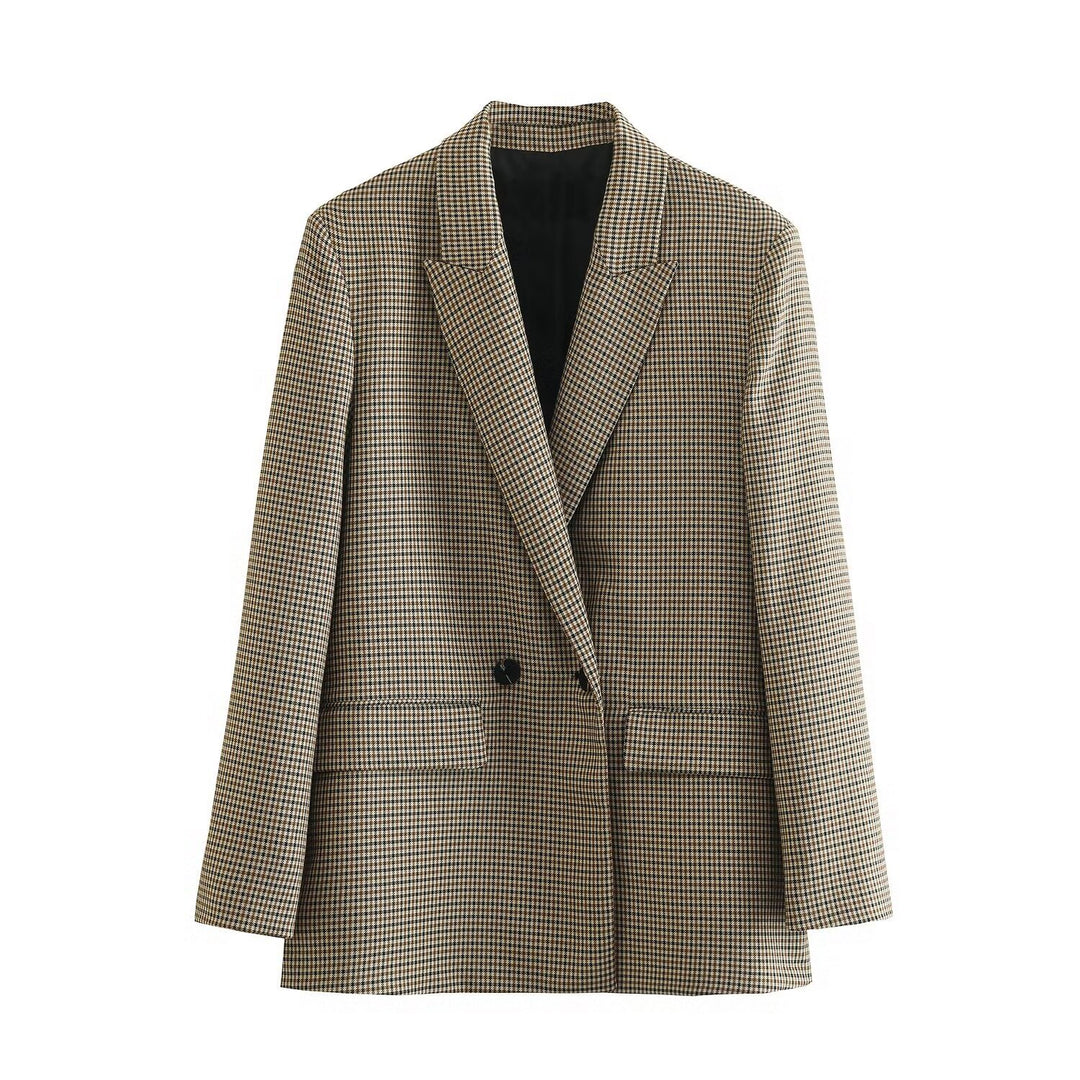 Damen nan taillierter Doppelreihiger Blazer mit schmalem Revers, aufgesetzten Pattentaschen und klarer Silhouette EB