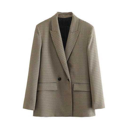 Damen nan taillierter Doppelreihiger Blazer mit schmalem Revers, aufgesetzten Pattentaschen und klarer Silhouette EB