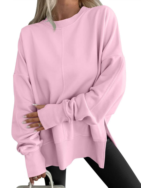 Damen Bequemer Langarm-Sweater mit Seitenschlitzen EB