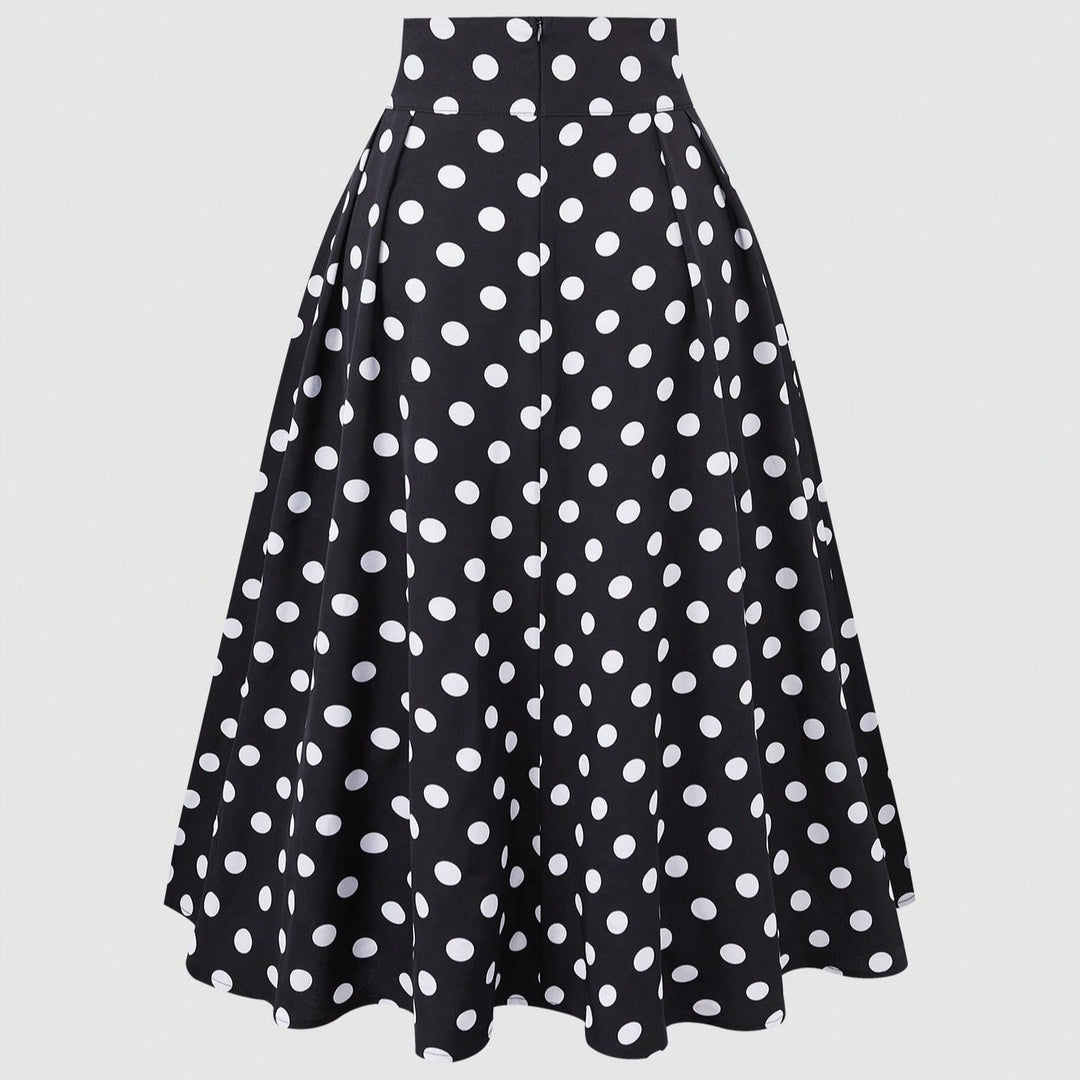 Damen Eleganter Midirock mit Polka Dots EB