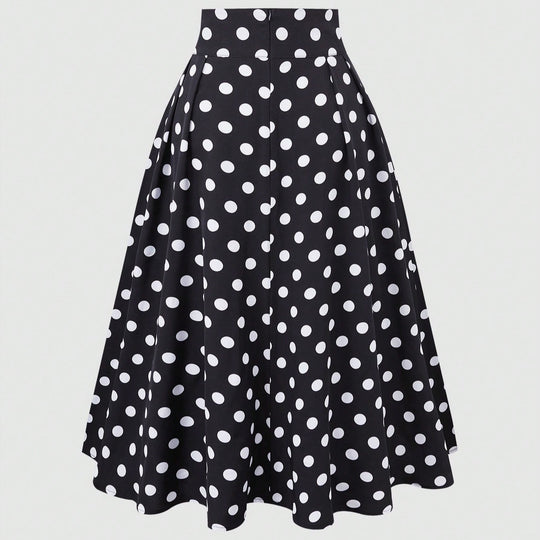 Damen Eleganter Midirock mit Polka Dots EB