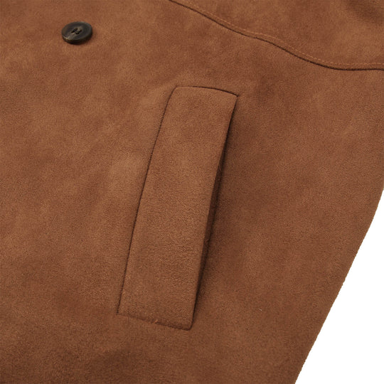 Herren Elegante Suede Trenchcoat mit doppelter Knopfleiste und praktischen Taschen EB