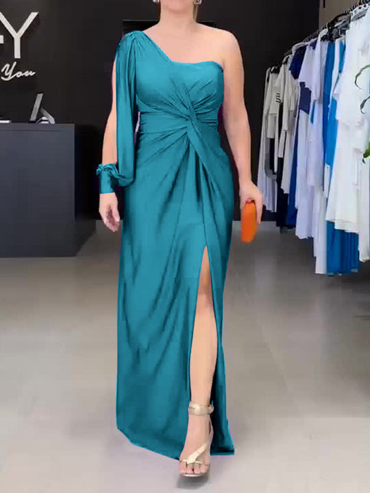 Damen Maxikleid mit asymmetrischem Design und seitlichem Schlitz EB