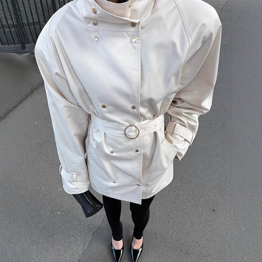 Damen oversized Trenchcoat mit doppeltem Kragen EB