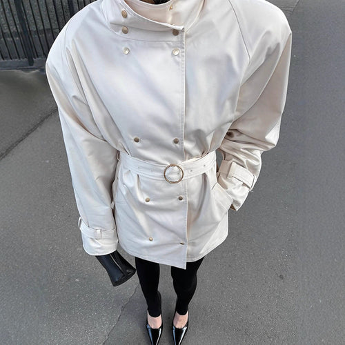 Damen oversized Trenchcoat mit doppeltem Kragen EB