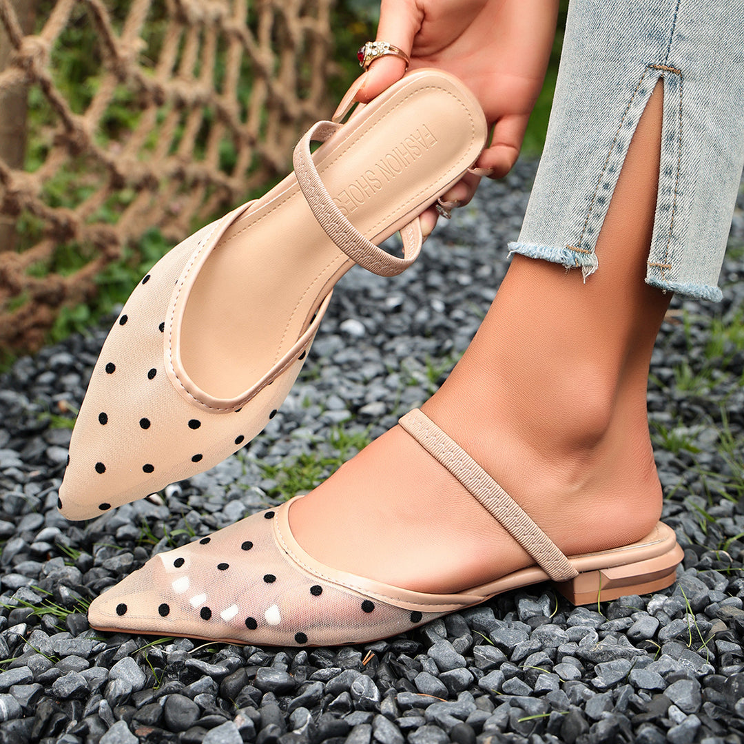 Damen Elegante Slingback-Schuh mit modischem Punkten-Design EB