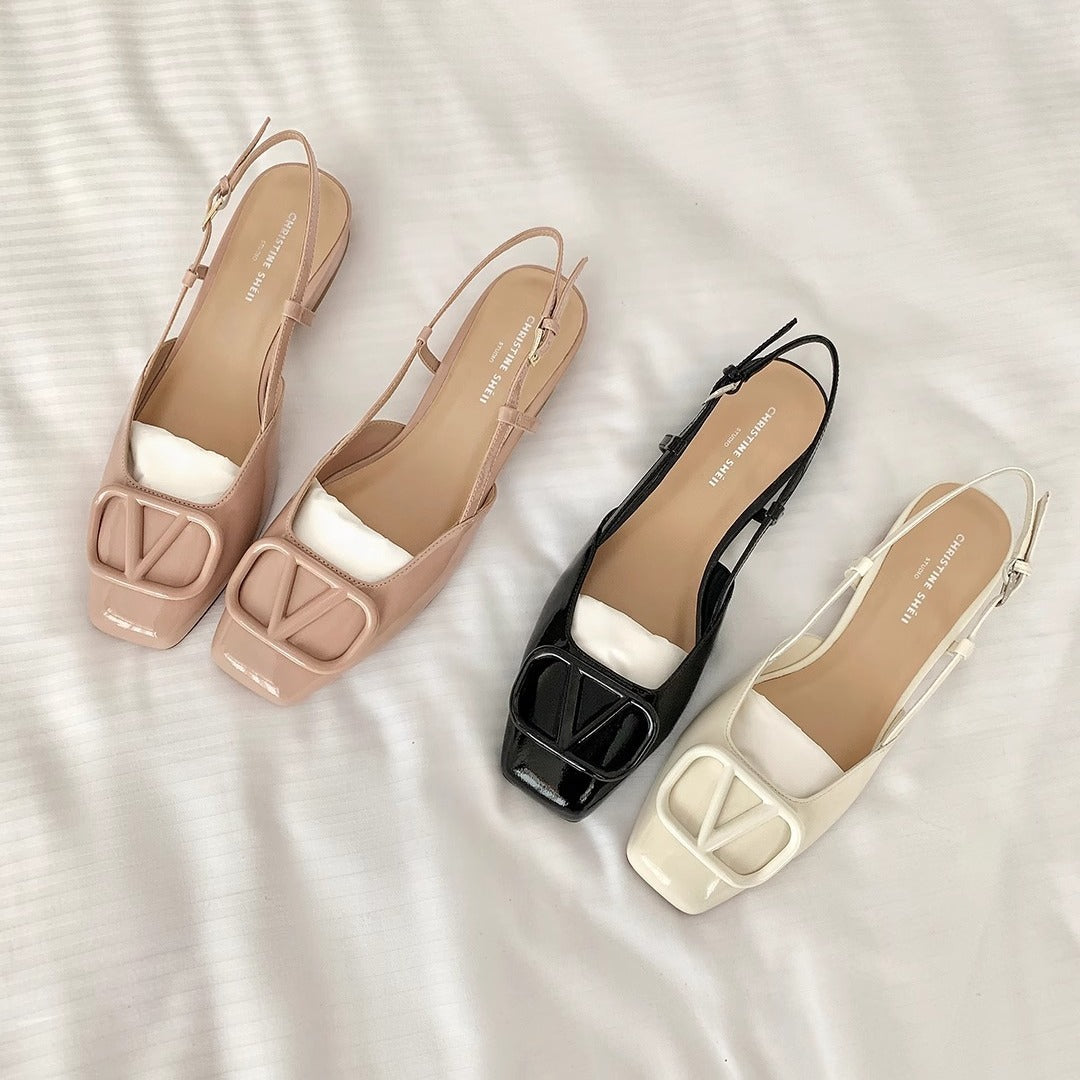 Damen Slingback-Schuhe mit modischer Schnalle und komfortablem Blockabsatz EB