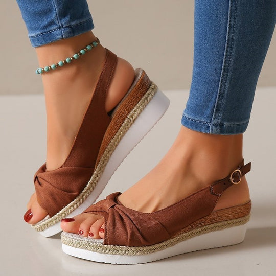 Damen Wedge-Sandaletten mit elegantem Knoten-Design EB