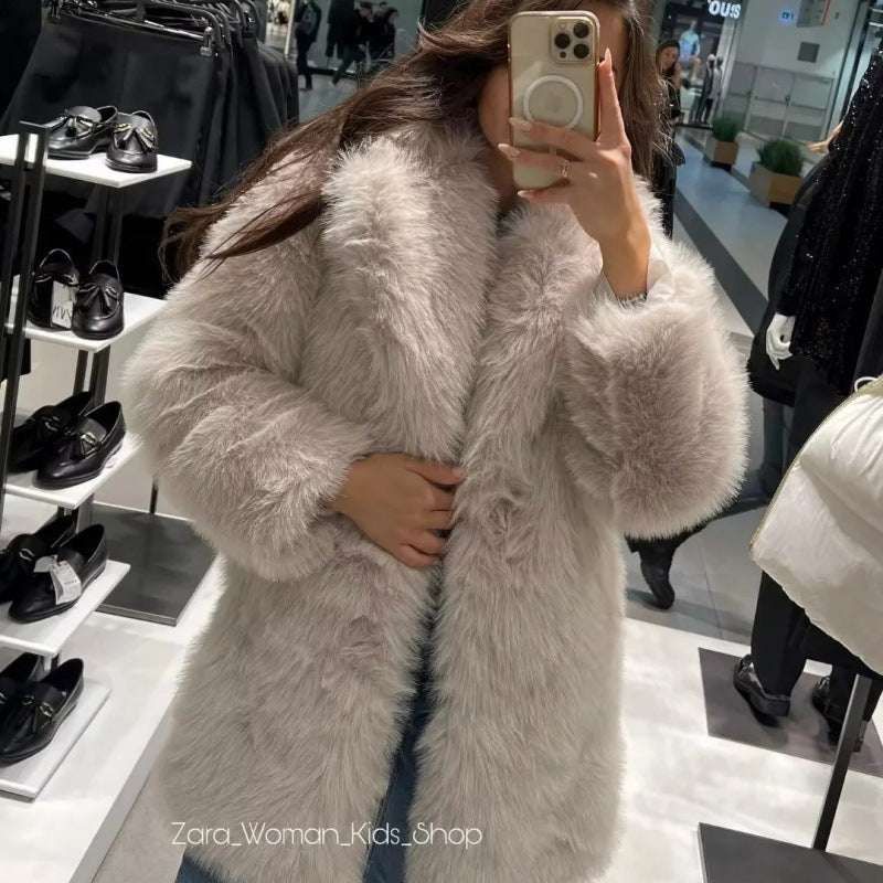 Damen Kuschelige Teddyjacke mit elegantem Revers und großzügigen Taschen EB