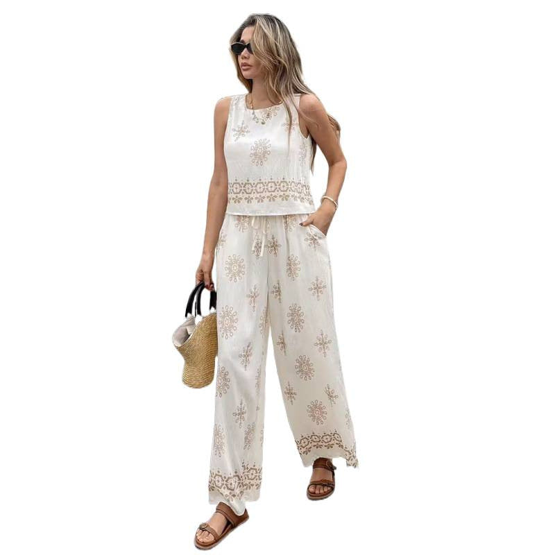 Damen zwei-teiliges Sommer Set mit feiner Stickerei und weitem Schnitt EB