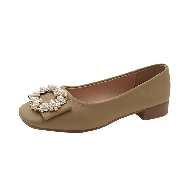 Damen Schicke Ballerinas mit Perlenschmuck EB