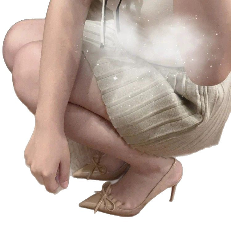 Damen stilvolle Slingback-Heels mit eleganter Schleifenverzierung EB