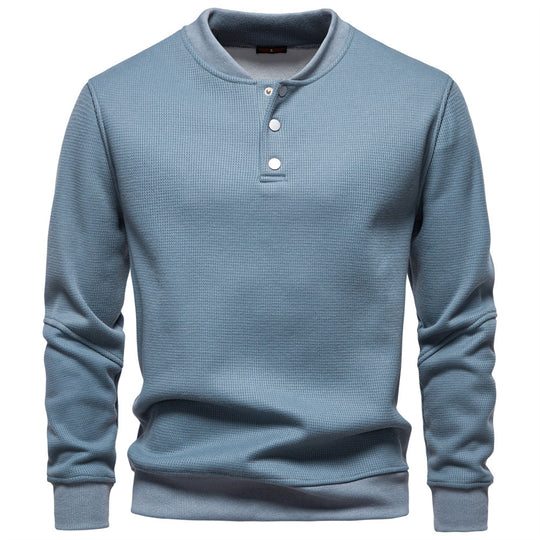 Herren Langarm-Pullover mit Knopfleiste und strukturiertem Gewebe EB