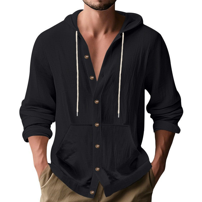 Herren lässiges Kapuzenshirt mit Knopfdetail und praktischen Taschen EB