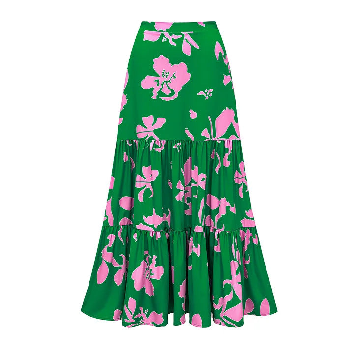 Damen Einteiler Badeanzug mit voluminösen Rüschen und floralem Design EB