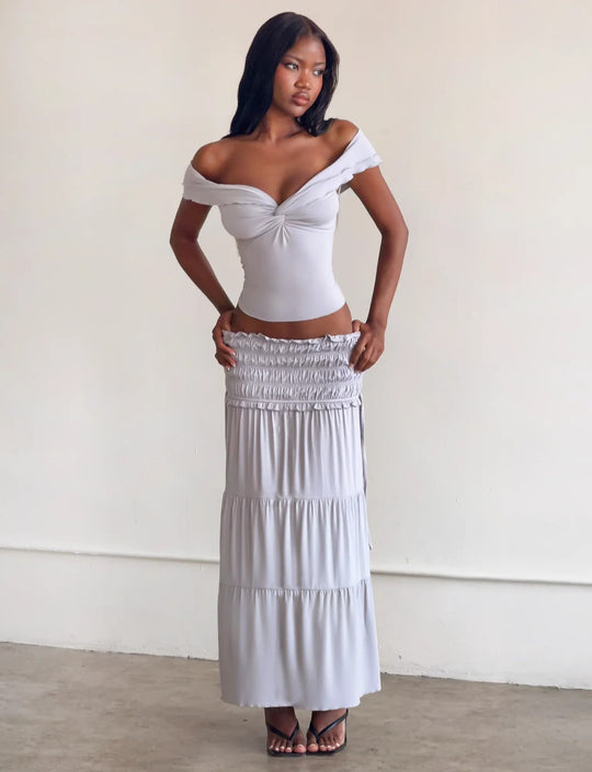 Damen Elegantes Wickeloberteil und maxirock EB