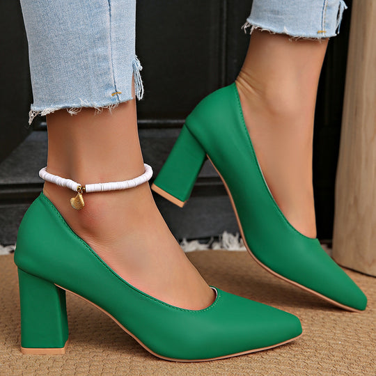 Damen Elegante Pumps mit modischem Blockabsatz und spitzem Design EB