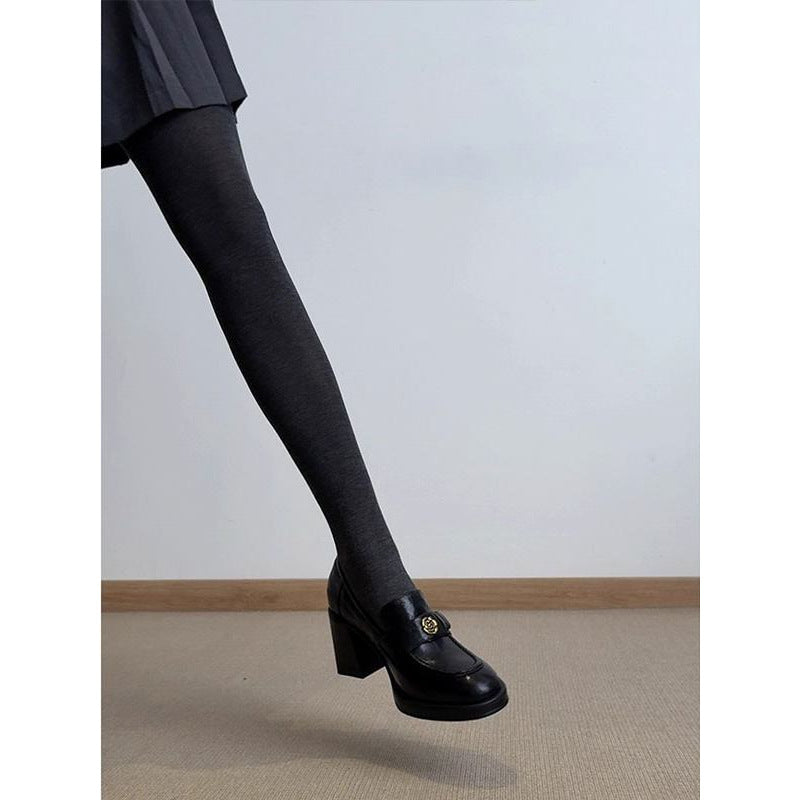 Damen klassisch-elegante Loafers mit Blockabsatz EB