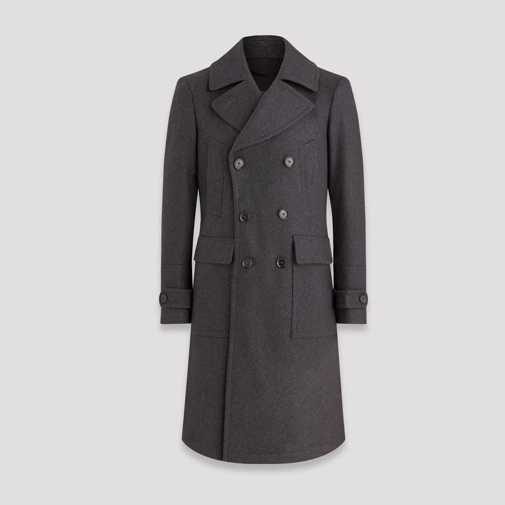 Herren eleganter Doppelt-Mantel mit praktischen Taschen und hochwertigem Futter EB