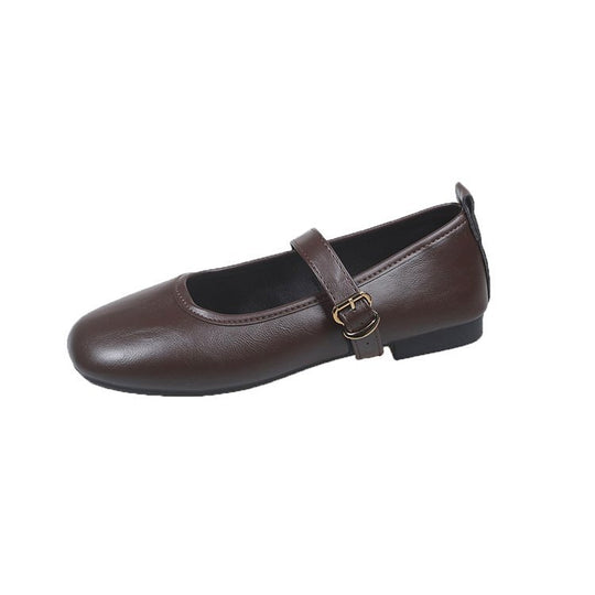 Damen komfortable Ballerinas mit verstellbarem Riemen und elegantem Schnallenakzent EB