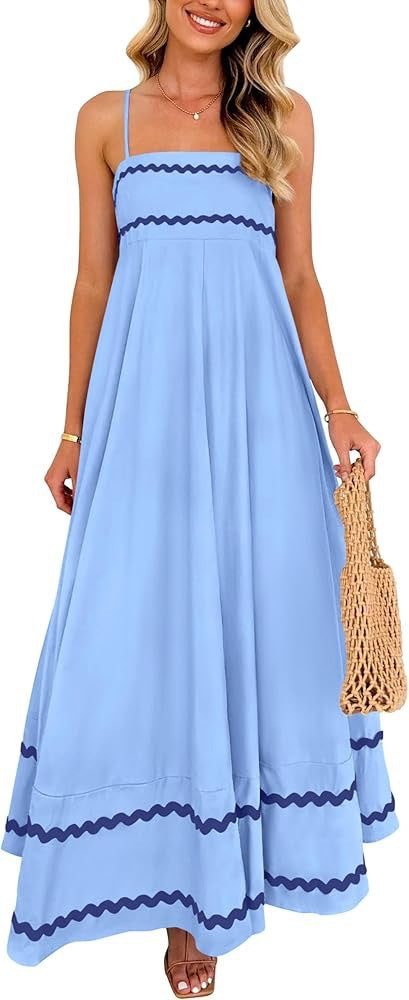 Damen Maxikleid mit eleganten Zierhörnchen und verstellbaren Trägern EB