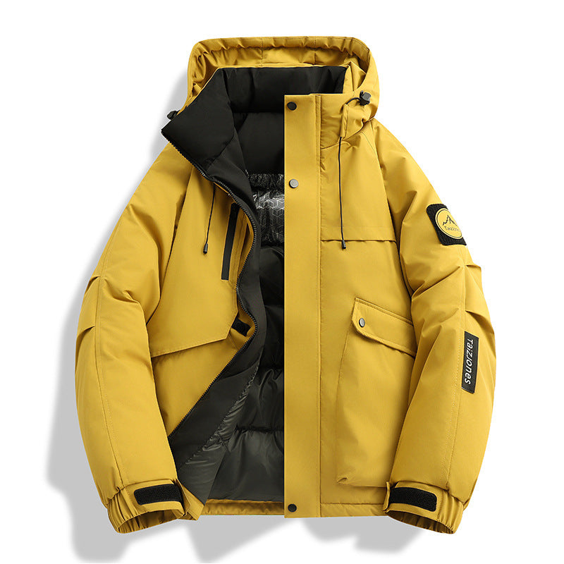 Herren wattierte Kapuzen-Winterjacke mit winddichter Außenhülle, gesteppter Thermofütterung und multifunktionalen Taschen EB