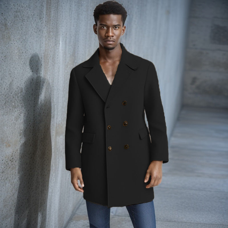 Herren eleganter Doppelreiher-Mantel mit modernem Schnitt und praktischen Taschen EB
